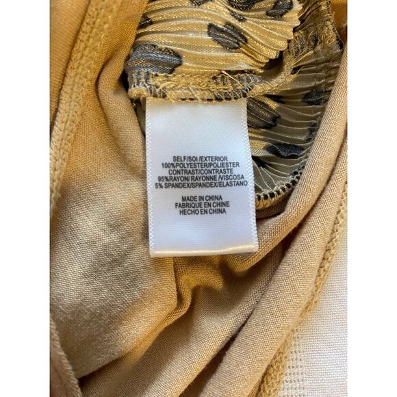 Wayf Womens Leopard Print Bodysuit XS Beige & Black Mock Wrap Front - Picture 7 of 8